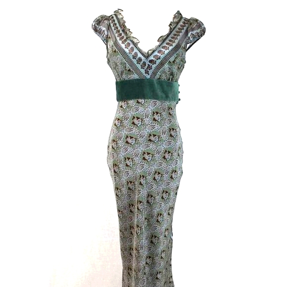 TRACY REESE Plenty 1930s style Bias Cut Sage Green Silk Dress S 4 Anthropologie - Picture 5 of 12